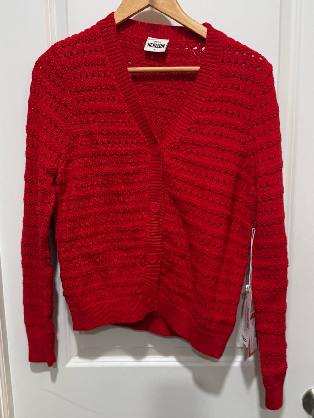 Herizon Elevate Cotton Cardigan In Red Size: S NWT
